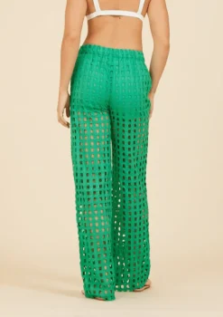 Eyelet Beach Pant in Seafoam Green