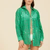 Eyelet Box Shirt in Seafoam Green