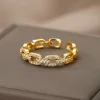 Geometric Zircona Open Ring