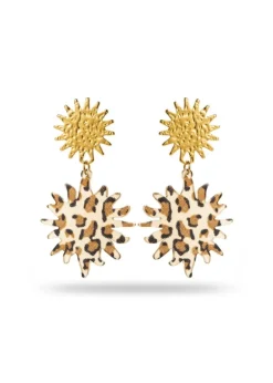 Gold and Resin Sun Drop Earrings