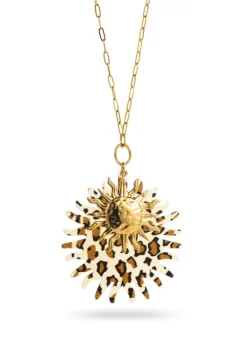 Gold and Resin Sun Pendant Necklace