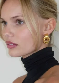 Gold Plated Circular Stud Earrings