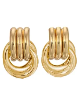 Gold Plated Circular Stud Earrings