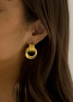 Gold Plated Circular Stud Earrings