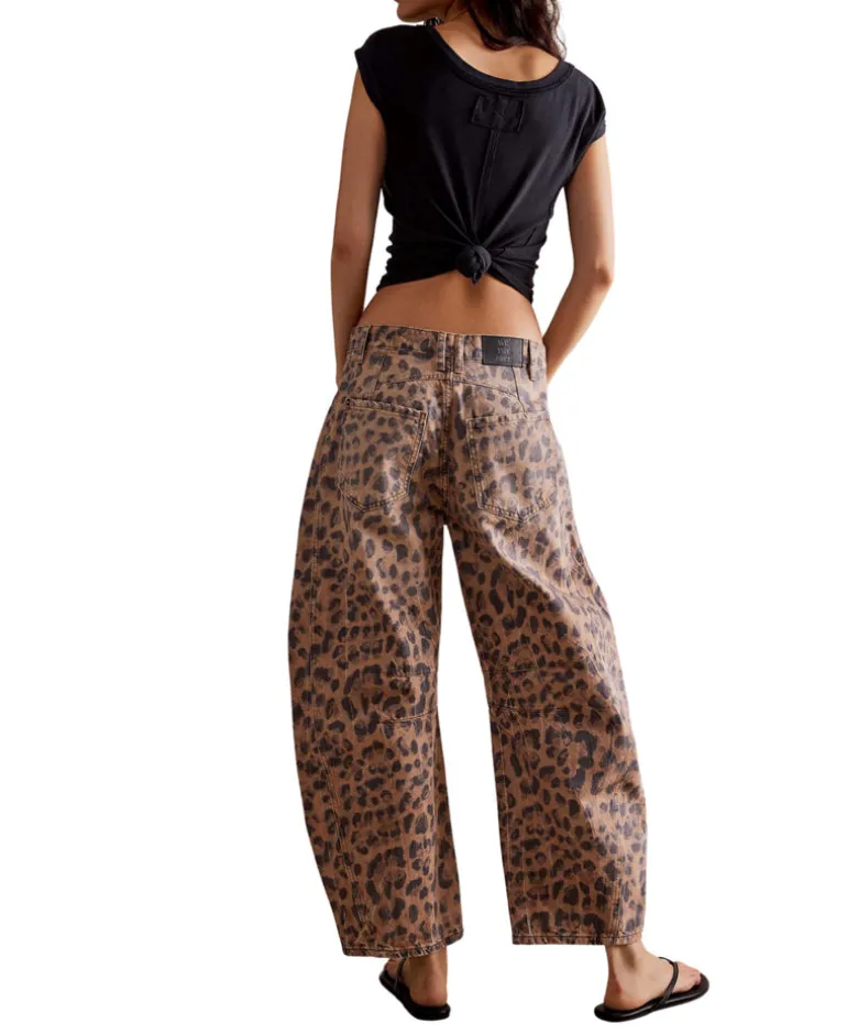 Good Luck Faded Print Barrel Jeans