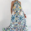 Halterneck Maxi Dress in Amalfi Print