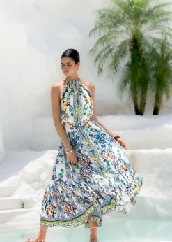 Halterneck Maxi Dress in Amalfi Print