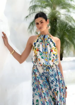 Halterneck Maxi Dress in Amalfi Print