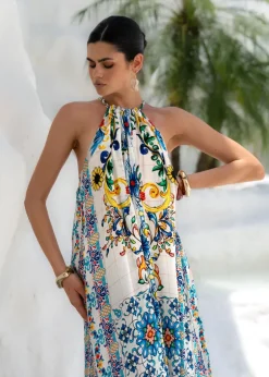 Halterneck Maxi Dress in Amalfi Print