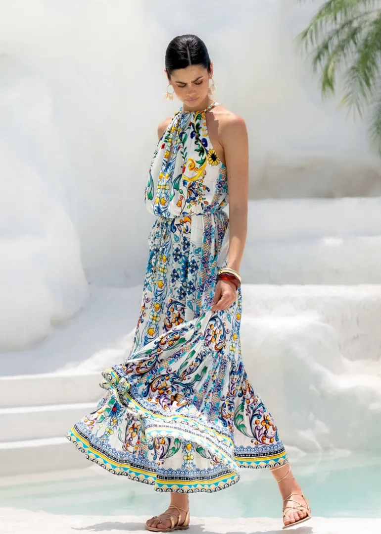 Halterneck Maxi Dress in Amalfi Print