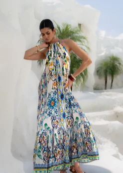 Halterneck Maxi Dress in Amalfi Print
