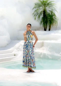 Halterneck Maxi Dress in Amalfi Print
