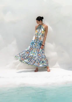 Halterneck Maxi Dress in Amalfi Print
