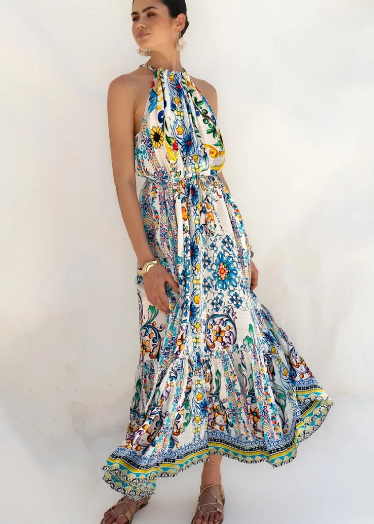 Halterneck Maxi Dress in Amalfi Print