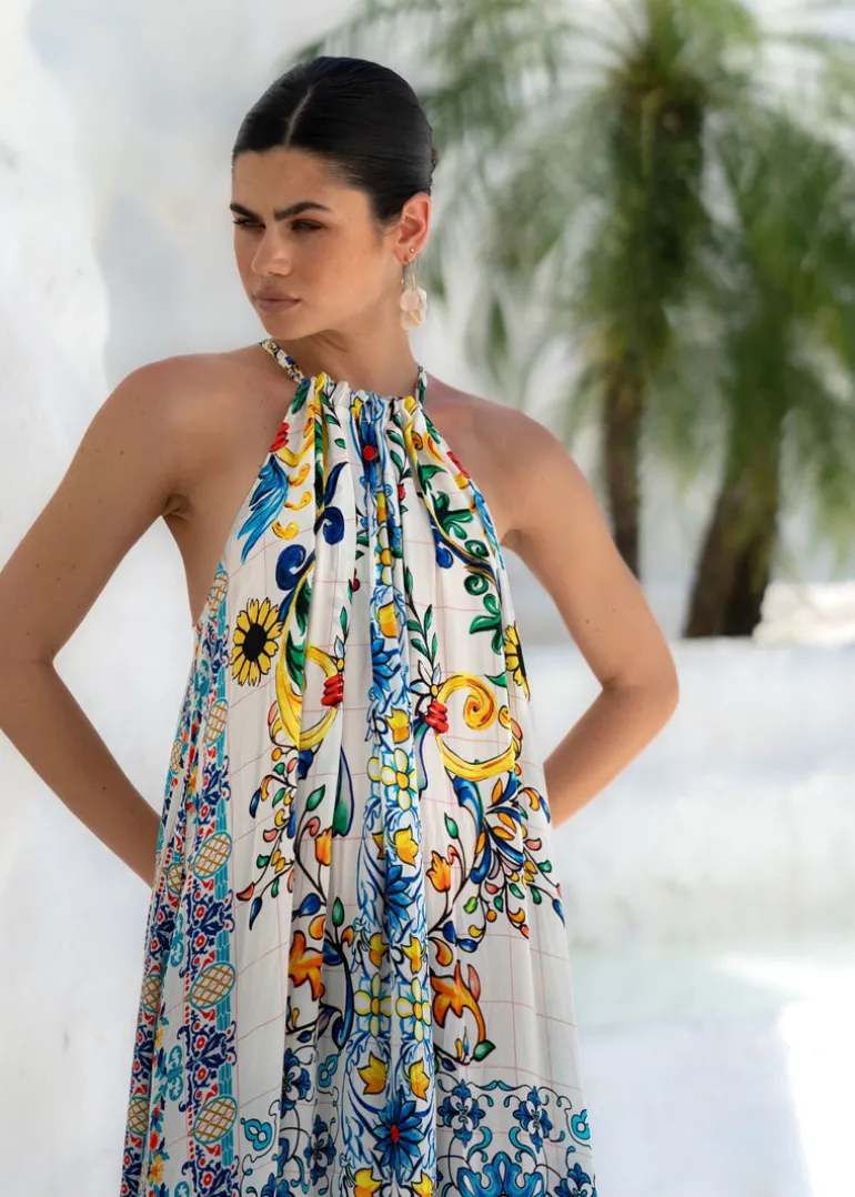 Halterneck Maxi Dress in Amalfi Print