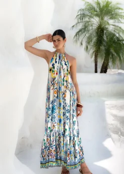 Halterneck Maxi Dress in Amalfi Print