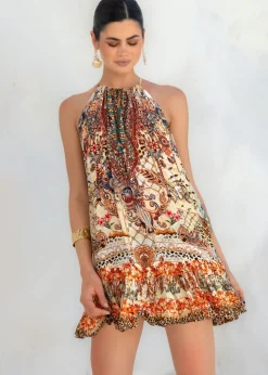 Halterneck Mini Dress in Animal Print