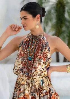 Halterneck Mini Dress in Animal Print