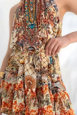 Halterneck Mini Dress in Animal Print