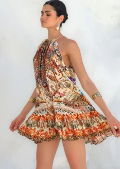 Halterneck Mini Dress in Animal Print