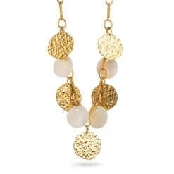 Hammered coins and Mother of Pearl Necklace