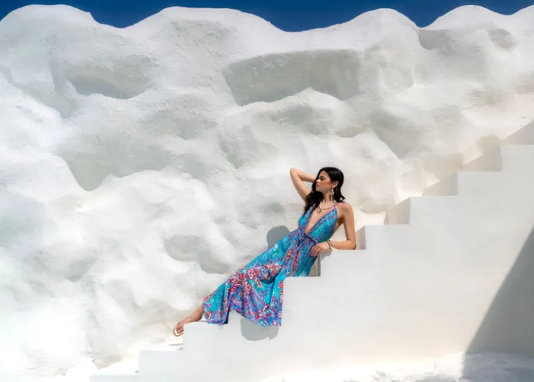 Hi Low Dress in Mallorca Print
