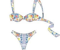 High Cut Leg Maui Bikini Bottom Sicilian Print