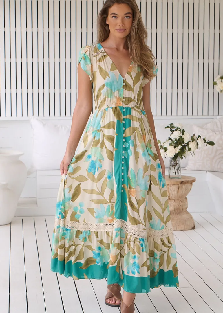 Himalaya Print Carmen Maxi Dress