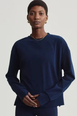 Horton Side Zip Midlayer Top in Dark Sapphire