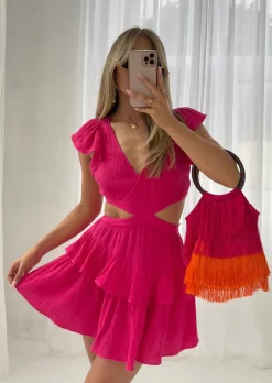 Hot Pink Cut-out Mini Dress Tara
