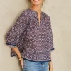 Indigo Mari Print Top