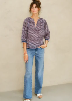 Indigo Mari Print Top