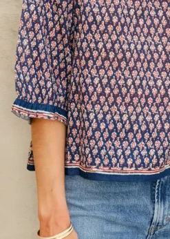Indigo Mari Print Top