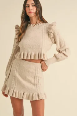 Knit Top and Skirt Set Lucia in Taupe