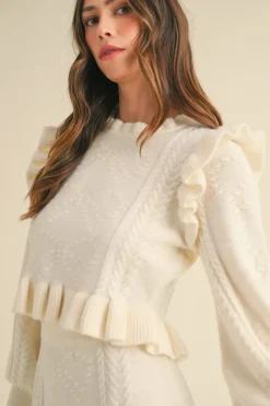 Knit Top and Skirt Set Lucia in Cream