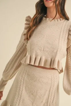 Knit Top and Skirt Set Lucia in Taupe