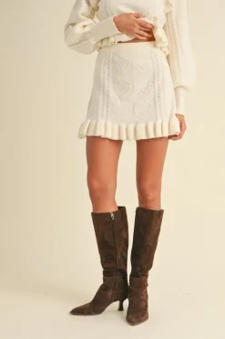 Knit Top and Skirt Set Lucia in Cream