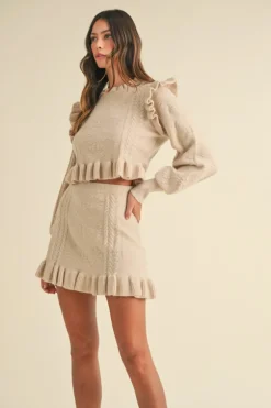 Knit Top and Skirt Set Lucia in Taupe