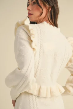 Knit Top and Skirt Set Lucia in Cream
