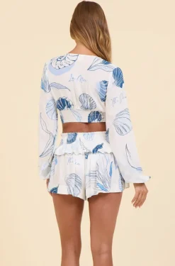 La Mer Seashell Long Sleeve Crop Top