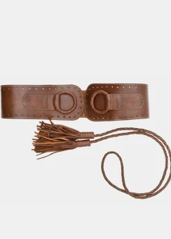 Leather Waist Belt Laure with Tassel Ties