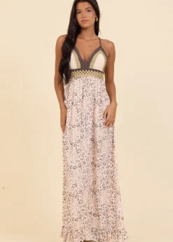 Leopard Print Crochet Maxi Dress