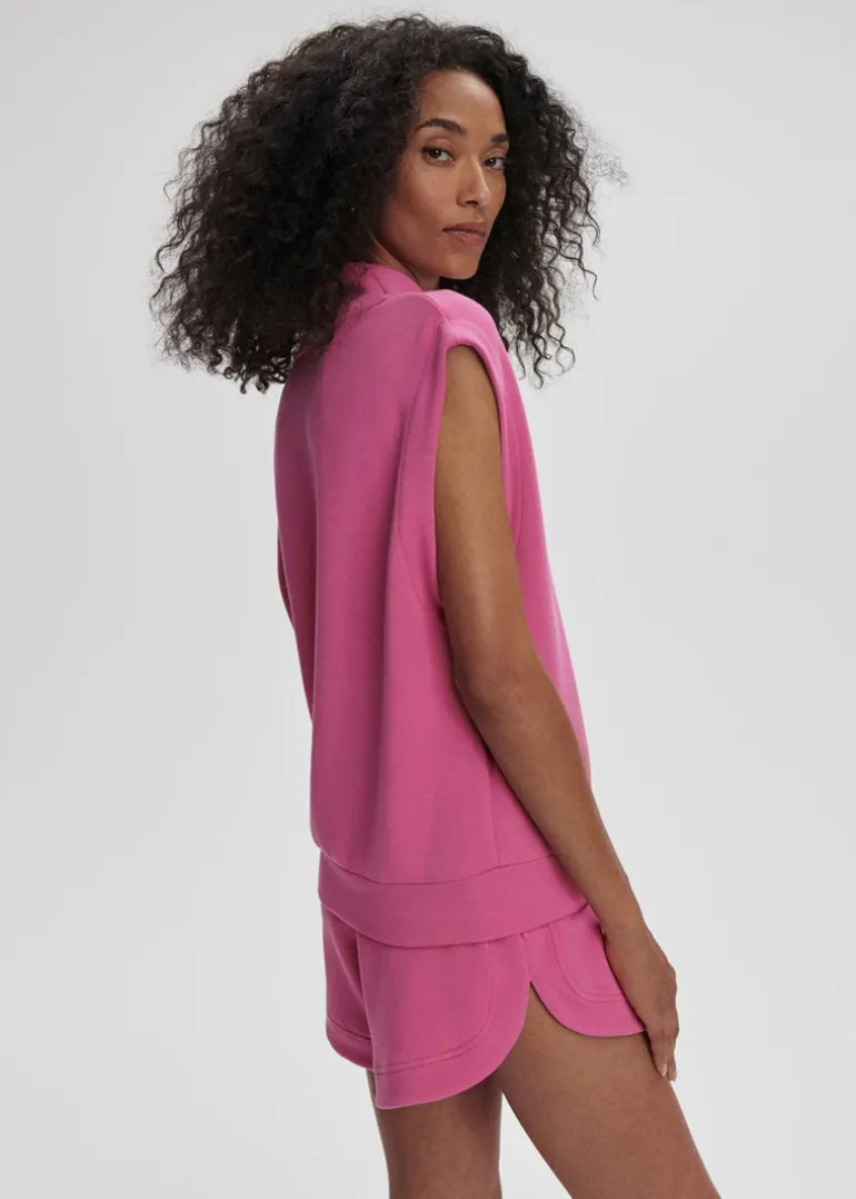 Loretta Half Zip Sleeveless Sweat in Ibis Rose