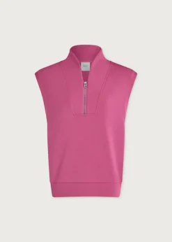 Loretta Half Zip Sleeveless Sweat in Ibis Rose