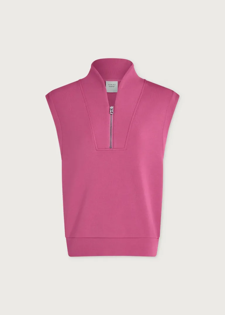 Loretta Half Zip Sleeveless Sweat in Ibis Rose