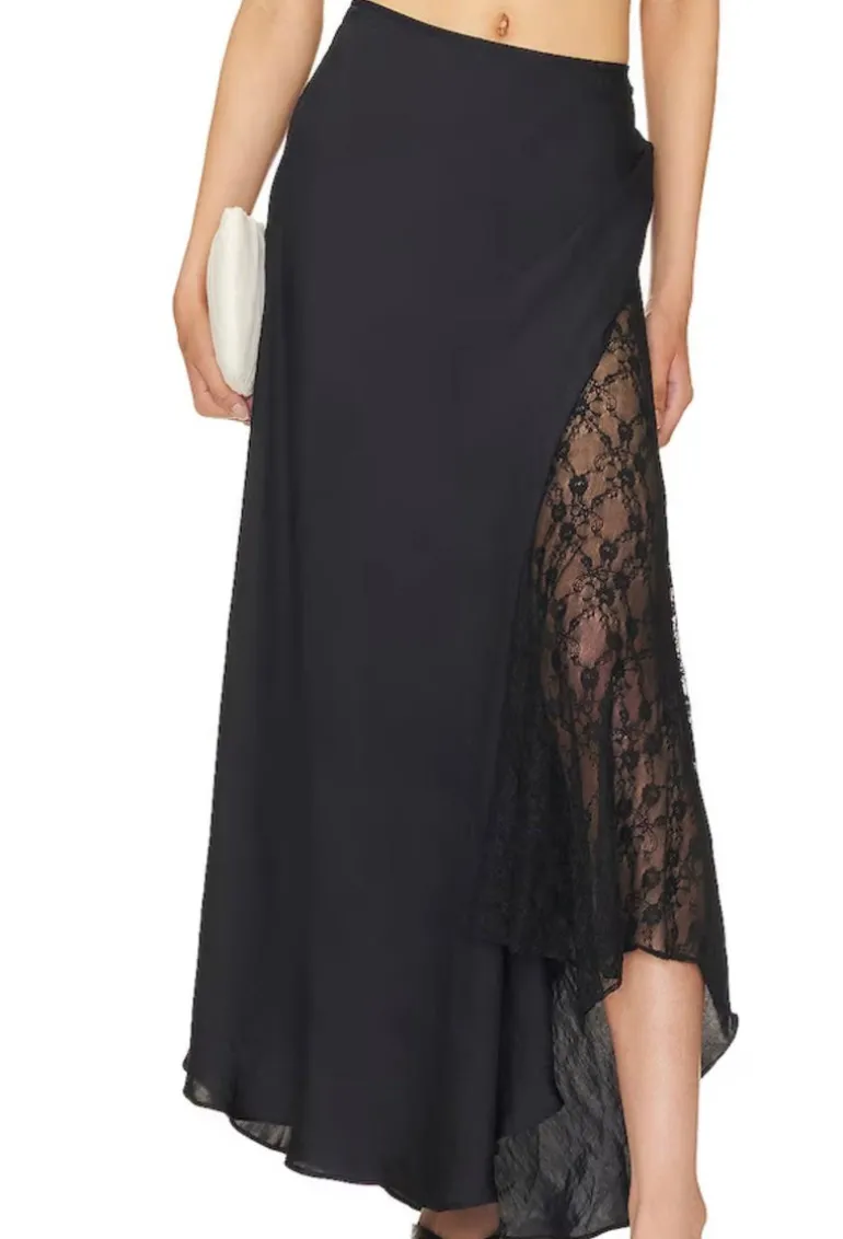 Maxi slip skirt with lace inserts Make You Mine