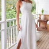 Maxi White open back Dress Nyra