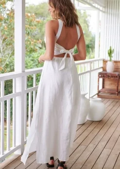 Maxi White open back Dress Nyra