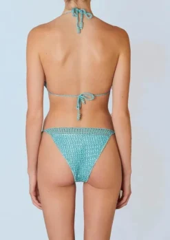 Metallic Crochet Tie Bikini Pant in Mystic
