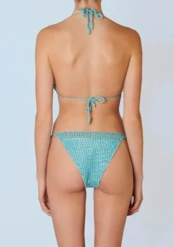 Metallic Crochet Tri Bikini Top in Mystic